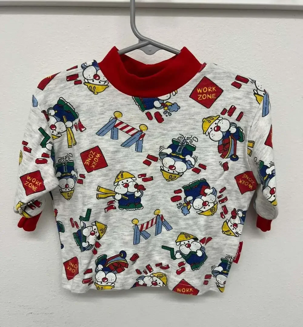 Vintage OshKosh B'Gosh Work Zone Construction Puppy Dog Turtleneck Sweatshirt